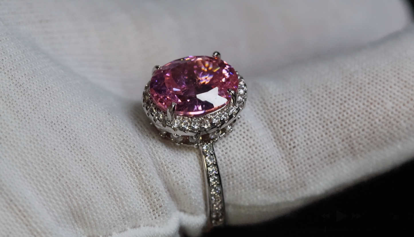 Pink Oval Cut Diamond Ring