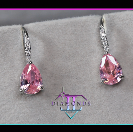 Pink Pear Cut Diamond Earrings