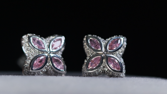 Pink Diamond Clover Ear Studs