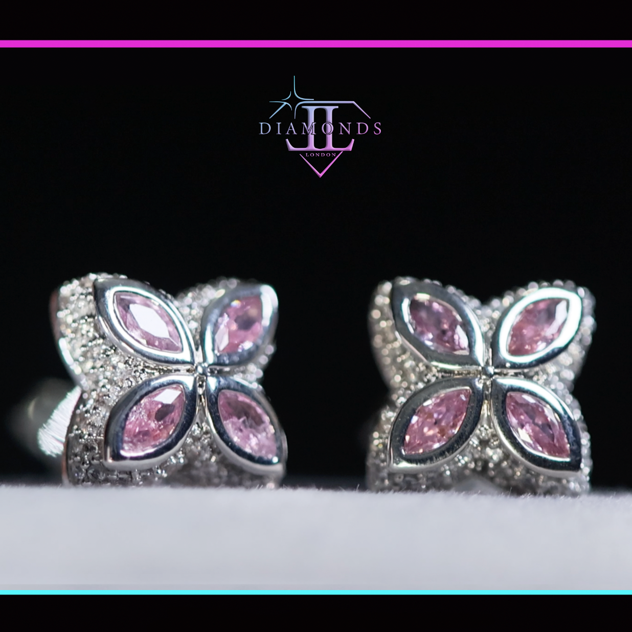 Pink Diamond Clover Ear Studs