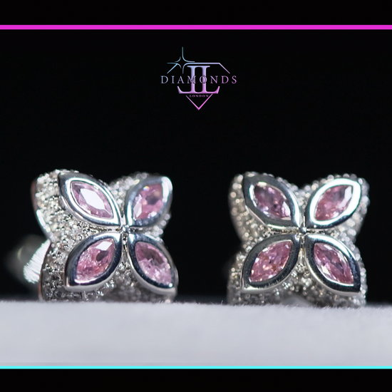 Pink Diamond Clover Ear Studs