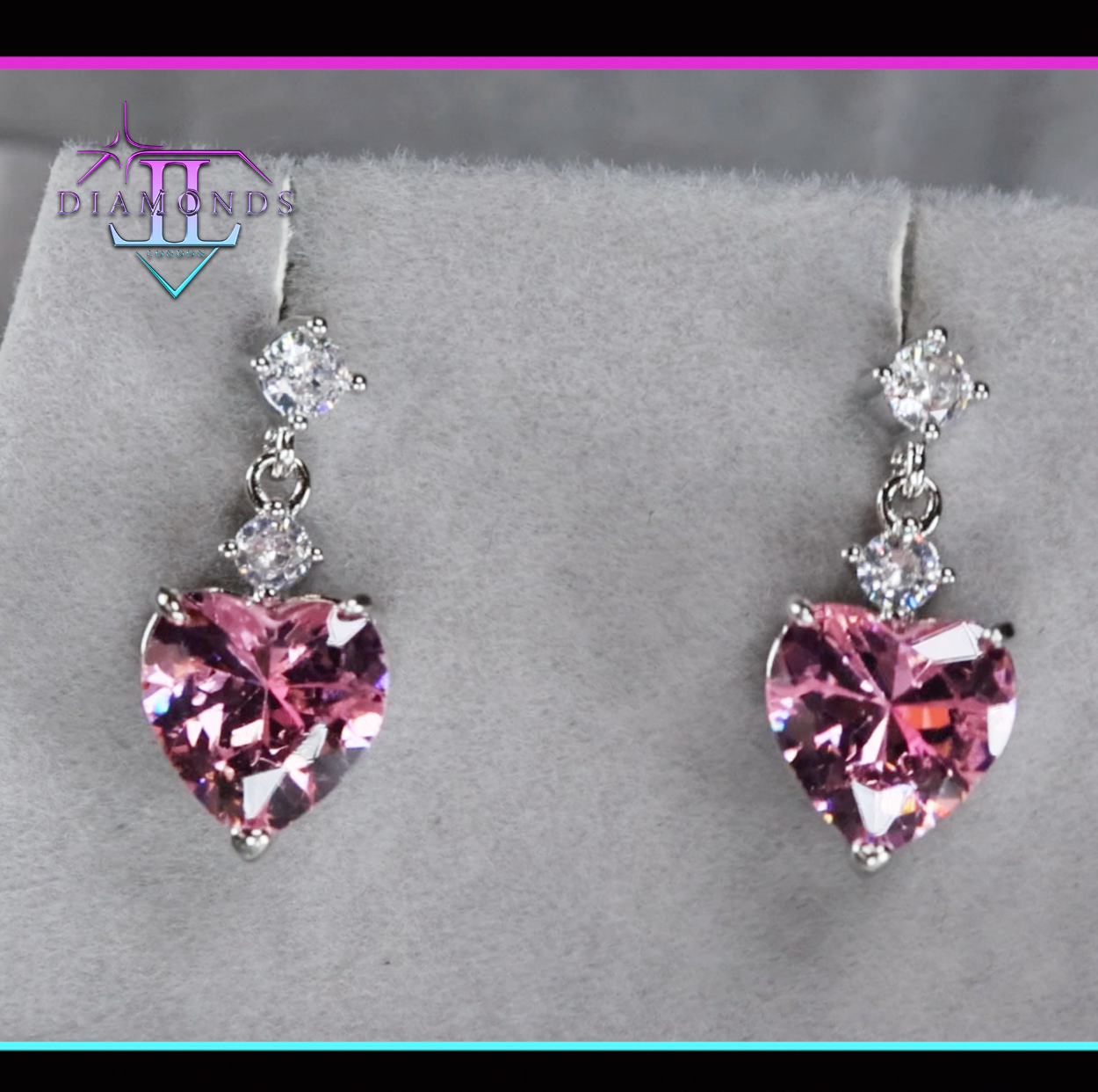 Pink Heart Diamond Earrings