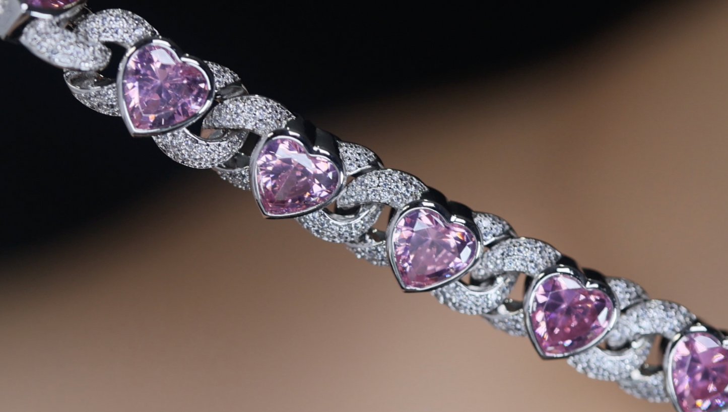 Pink Diamond Heart Bracelet