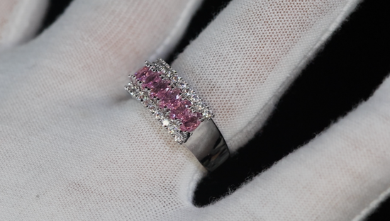 Pink Diamond Ring | Pink Gemstone Ring | Silver Pink Diamond Ring