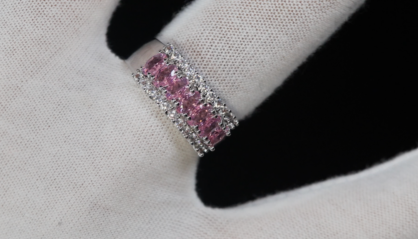 Pink Diamond Ring | Pink Gemstone Ring | Silver Pink Diamond Ring