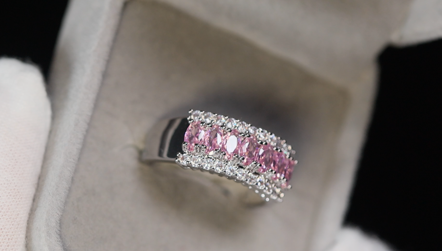 Pink Diamond Ring | Pink Gemstone Ring | Silver Pink Diamond Ring