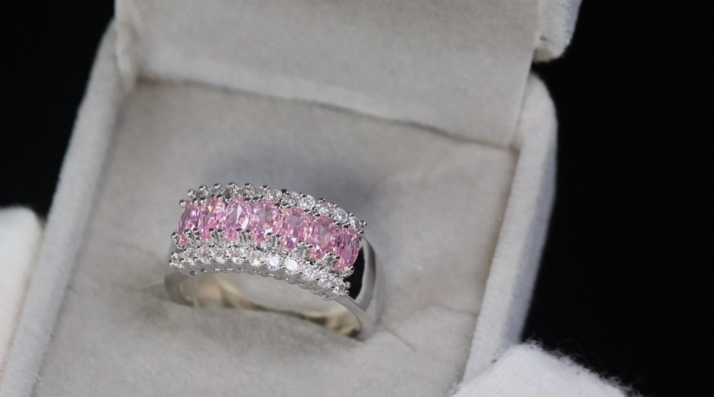 Pink Diamond Ring | Pink Gemstone Ring | Silver Pink Diamond Ring