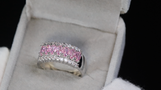 Pink Diamond Ring | Pink Gemstone Ring | Silver Pink Diamond Ring