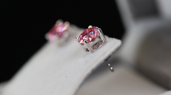 4.0ct Pink Moissanite Diamond Ear Studs | Pink Diamond Ear Studs