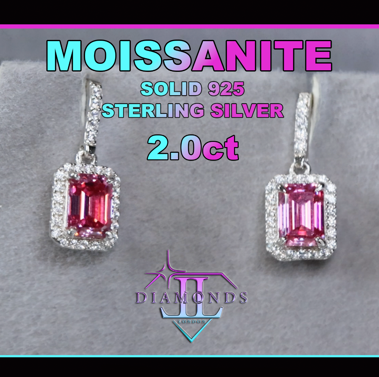 Pink Moissanite Diamond Earrings