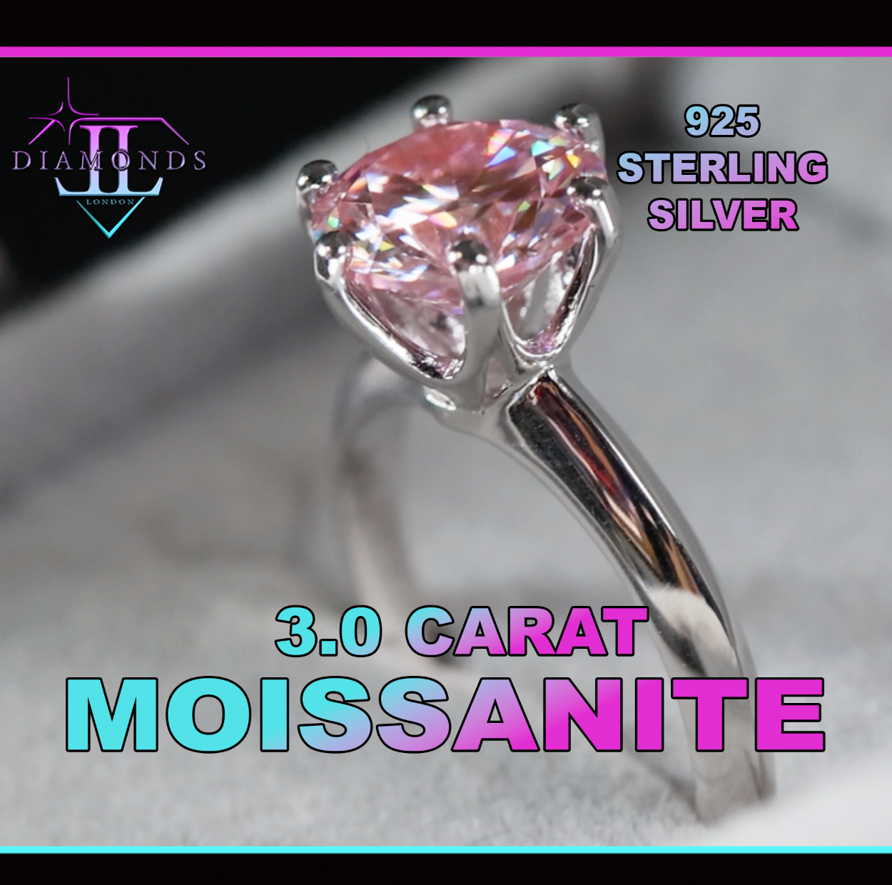 Pink Moissanite Diamond Ring