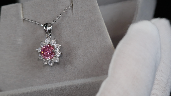 Pink Moissanite Pendant | Pink Diamond Pendant | Diamond Snowflake Pendant