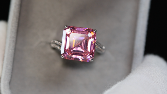 Pink Asscher Diamond Ring