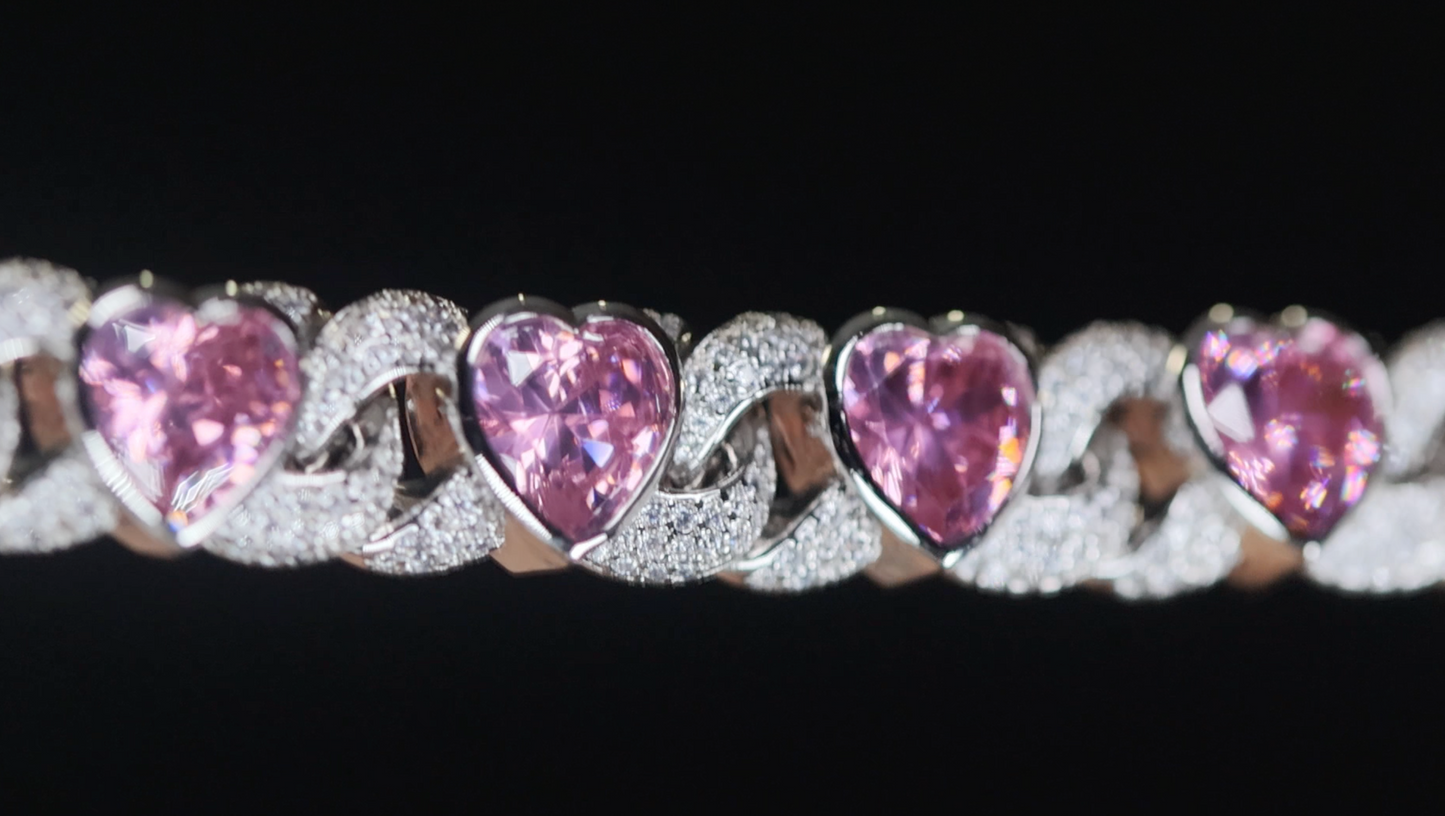 Pink Diamond Heart Bracelet