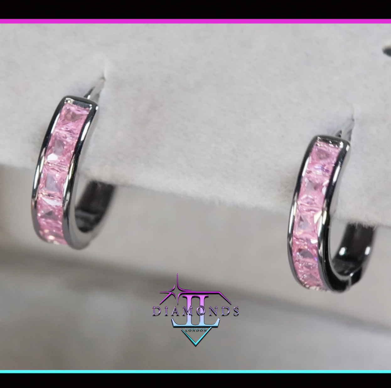 Pink Diamond Hoop Earrings