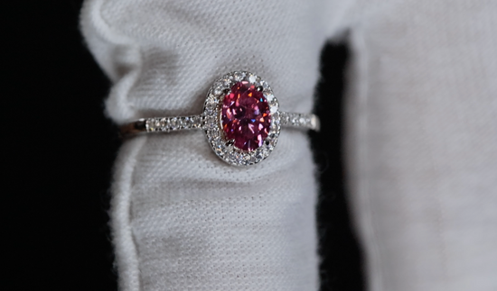 Pink Moissanite Diamond Ring