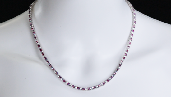 Pink Moissanite Diamond Tennis Chain