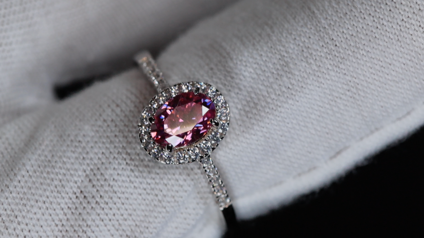 Pink Moissanite Diamond Ring