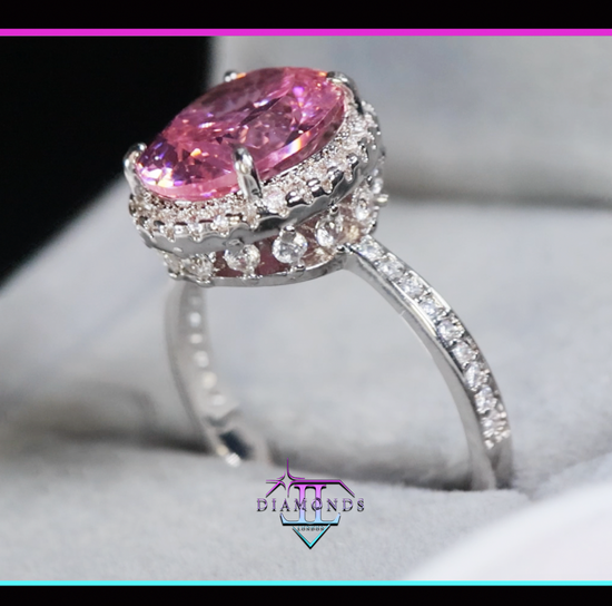 Pink Oval Cut Diamond Ring