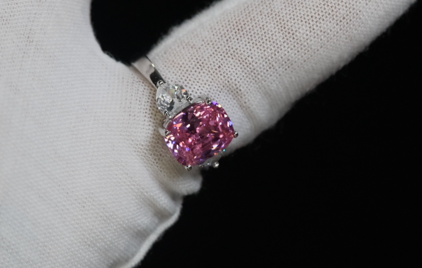 Pink Oval Cut Diamond Ring