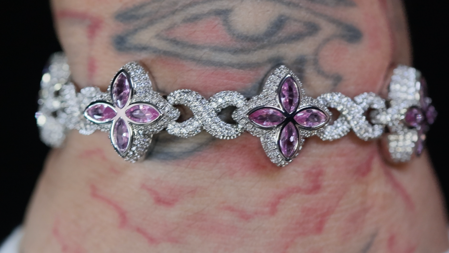 Men's Purple Diamond Clover Bracelet
