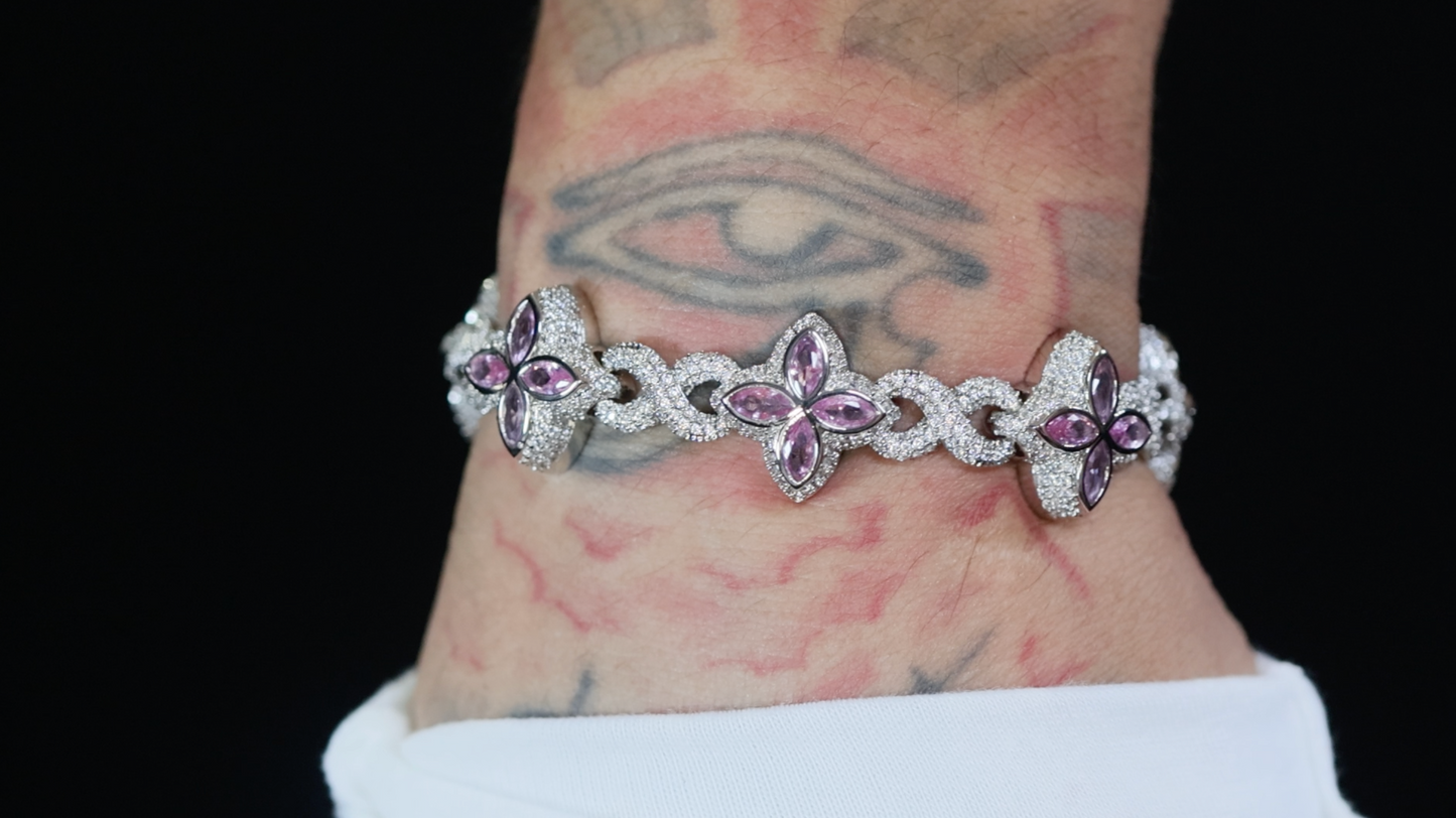 Men's Purple Diamond Clover Bracelet