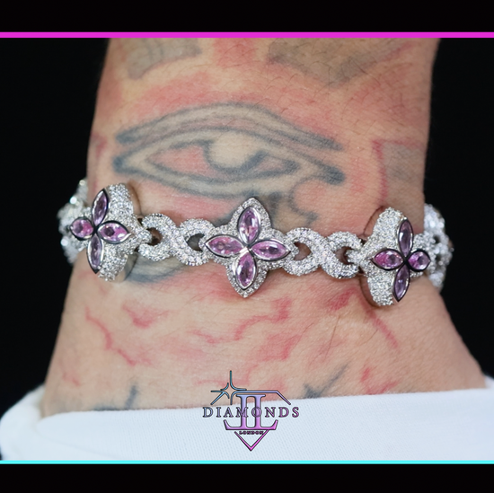 Silver Bracelet with Purple Diamonds