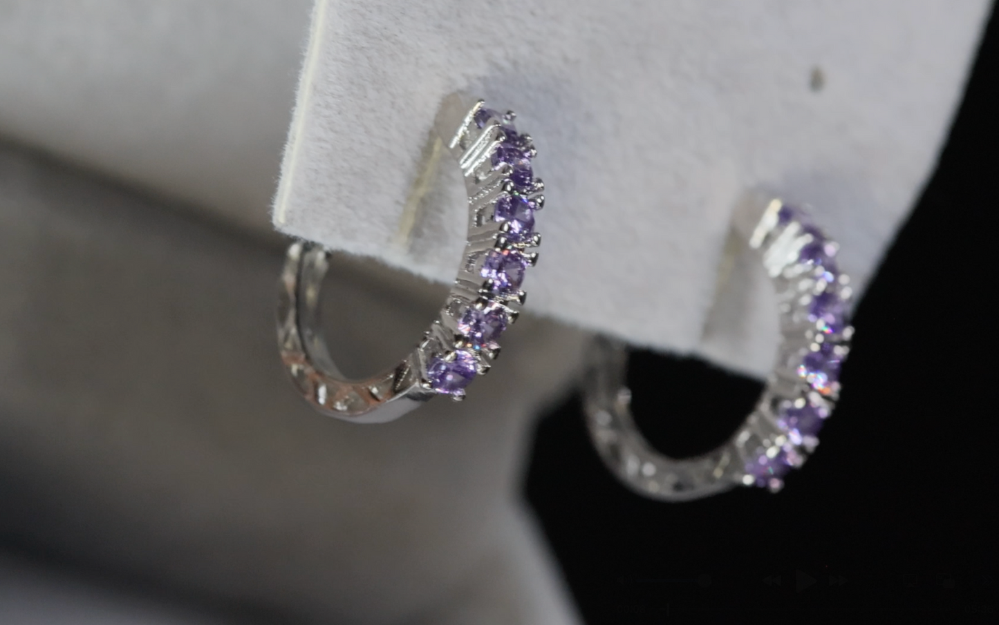 Purple Diamond Hoop Earrings