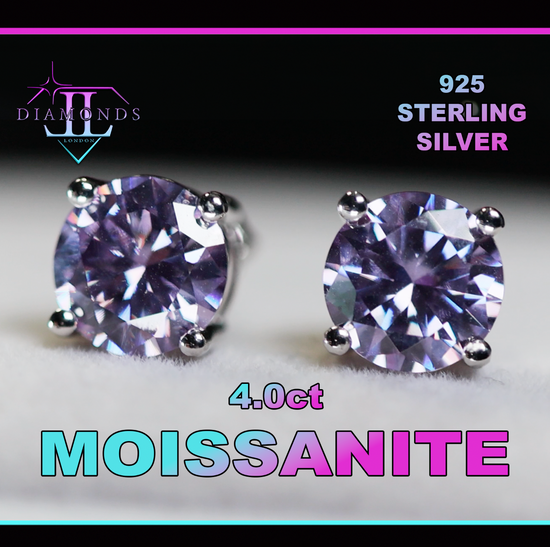 PURPLE MOISSANITE DIAMOND EAR STUDS