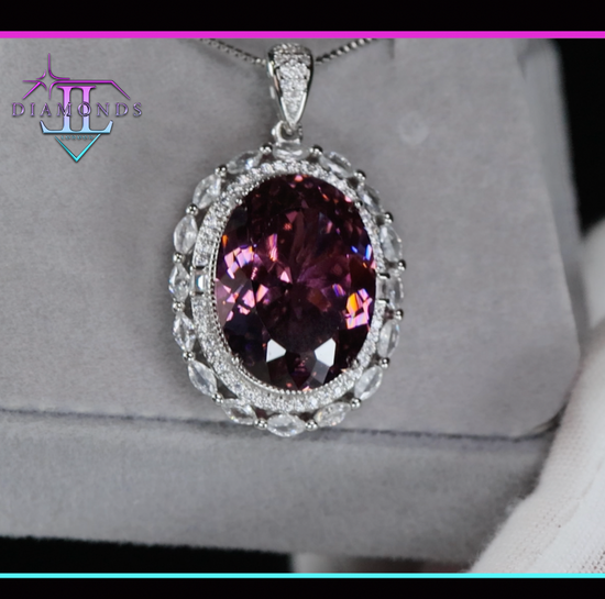 Purple Oval Diamond Pendant | Purple Diamond Pendant