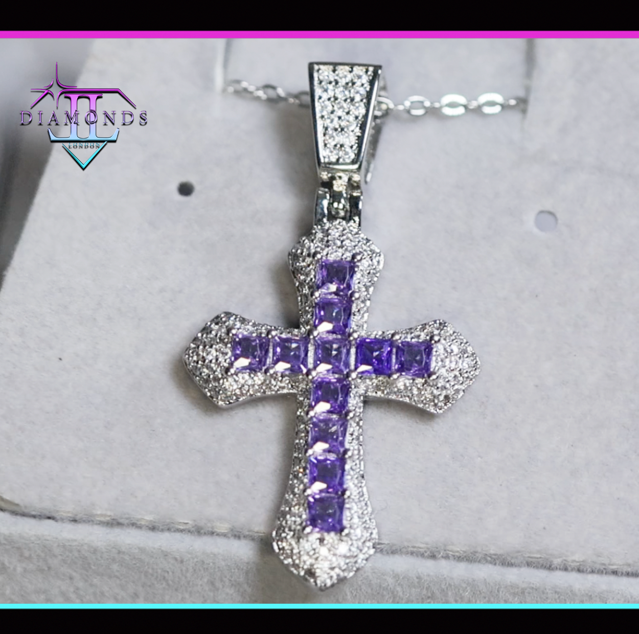 Purple Diamond Cross Pendant