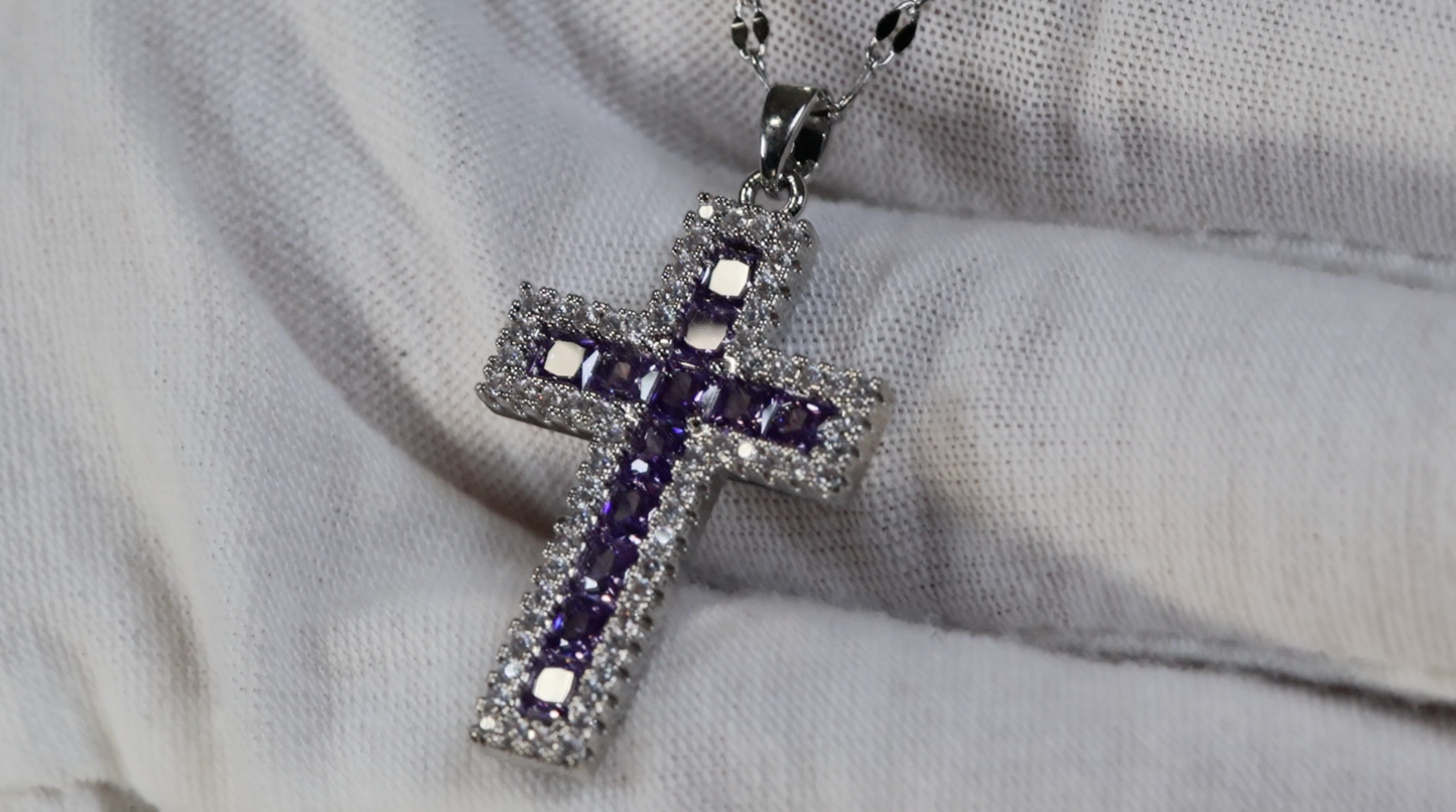 Purple Diamond Cross Pendant