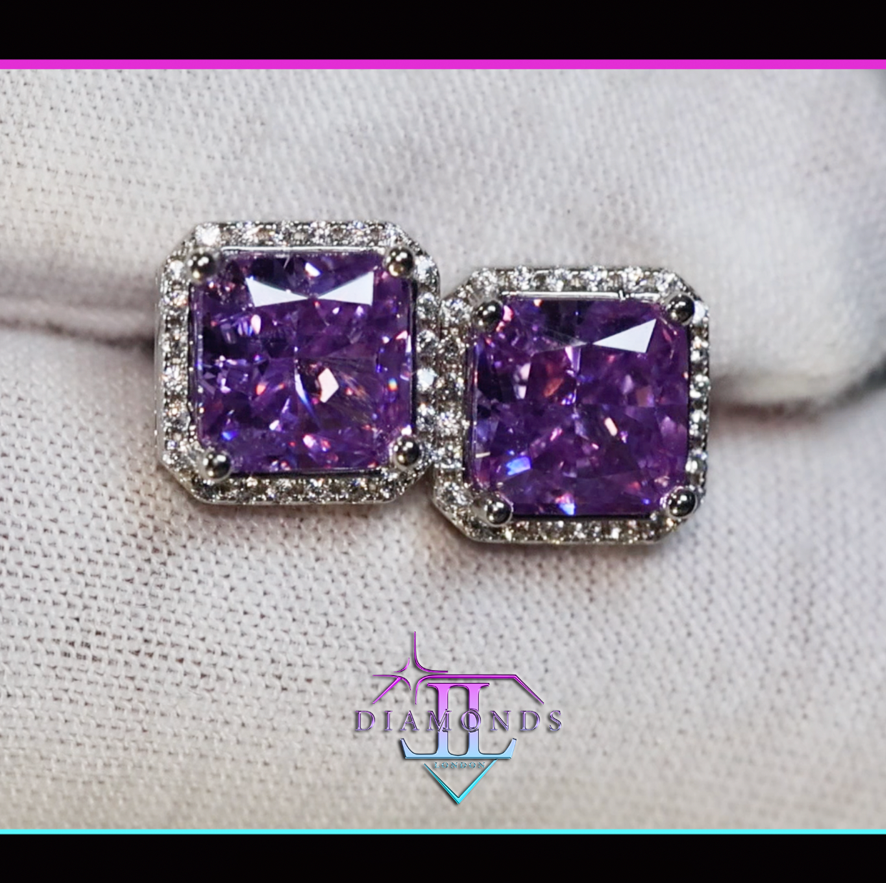 Purple Diamond Ear Studs