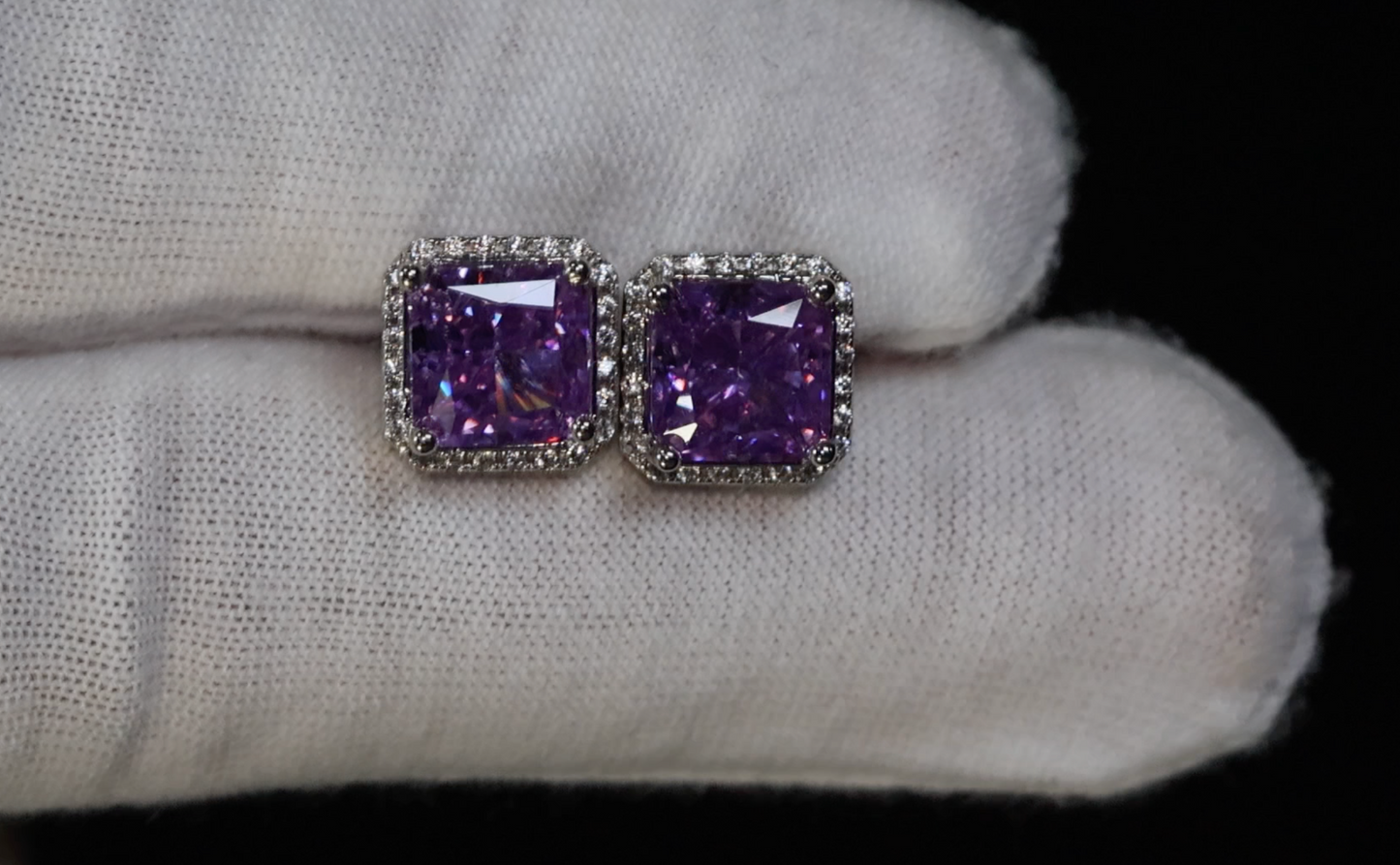 Purple Diamond Ear Studs