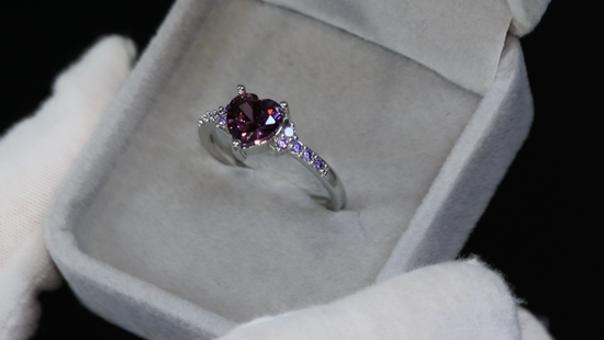 Purple Diamond Heart Ring