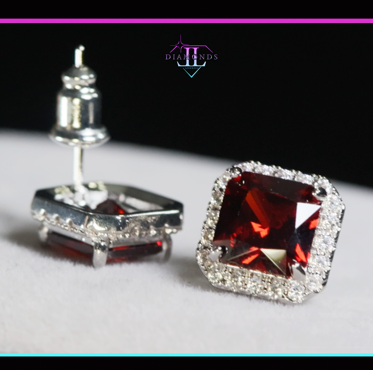  Red Diamond Ear Studs 
