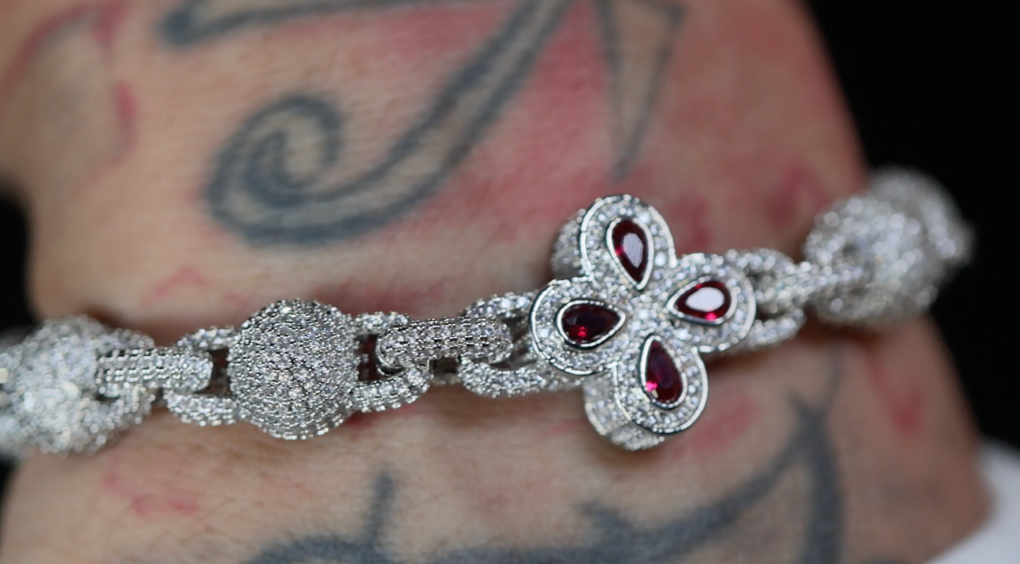 Men's Red Diamond Cross Bracelet