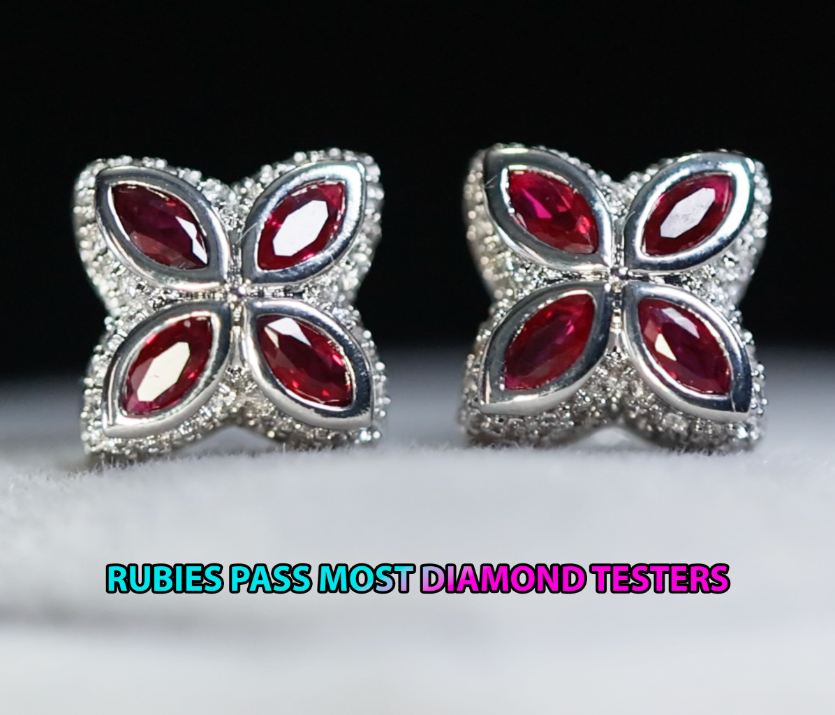 Red Diamond Clover Earrings