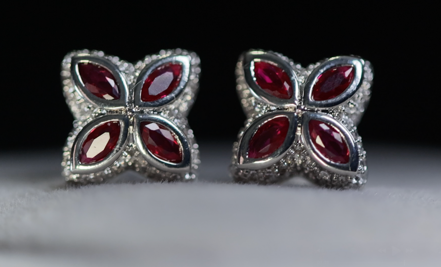 Red Diamond Clover Ear Studs