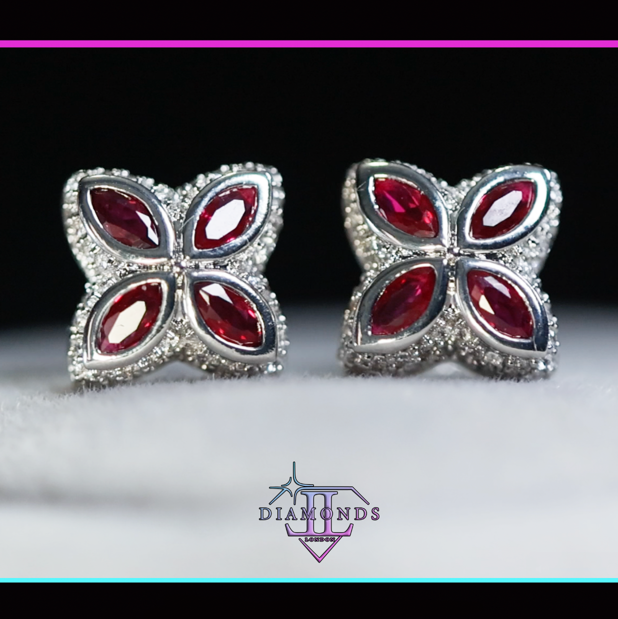Red Diamond Clover Earrings
