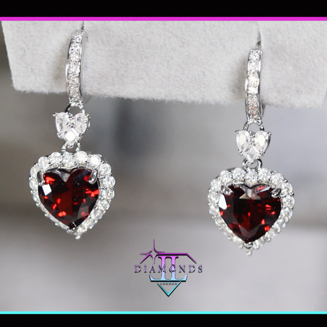 Red Diamond Heart Earrings