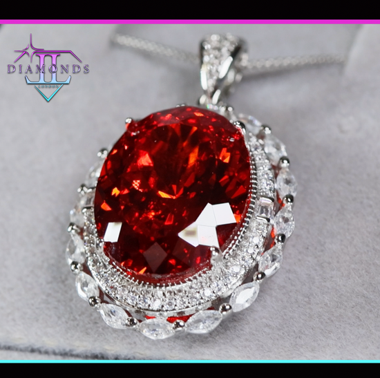 Red Oval Diamond Pendant