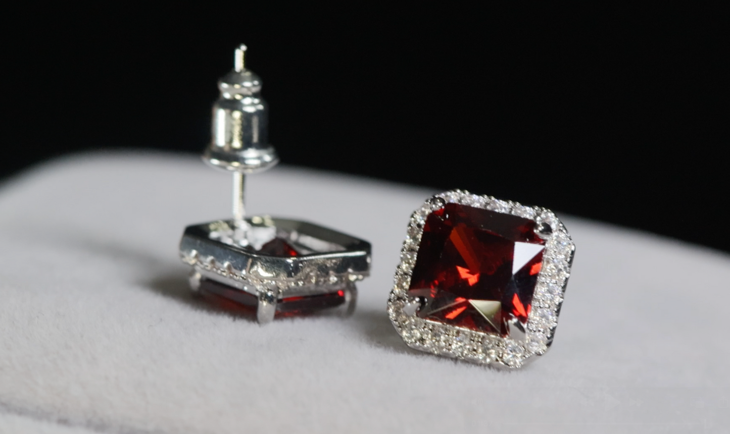  Red Diamond Ear Studs 