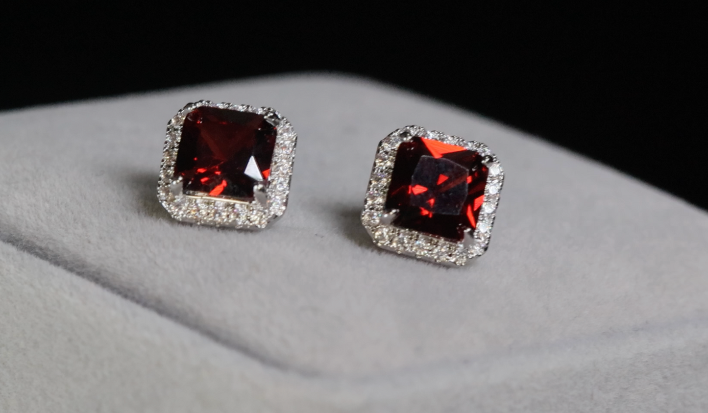  Red Diamond Ear Studs 