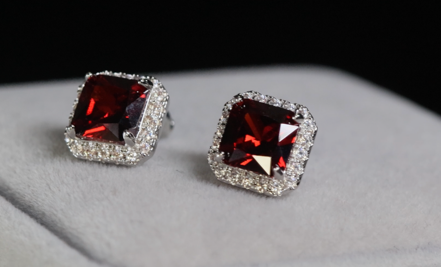  Red Diamond Ear Studs 