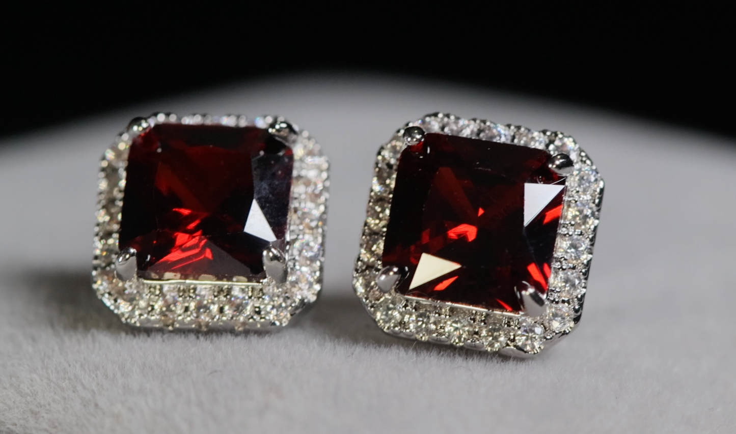  Red Diamond Ear Studs 