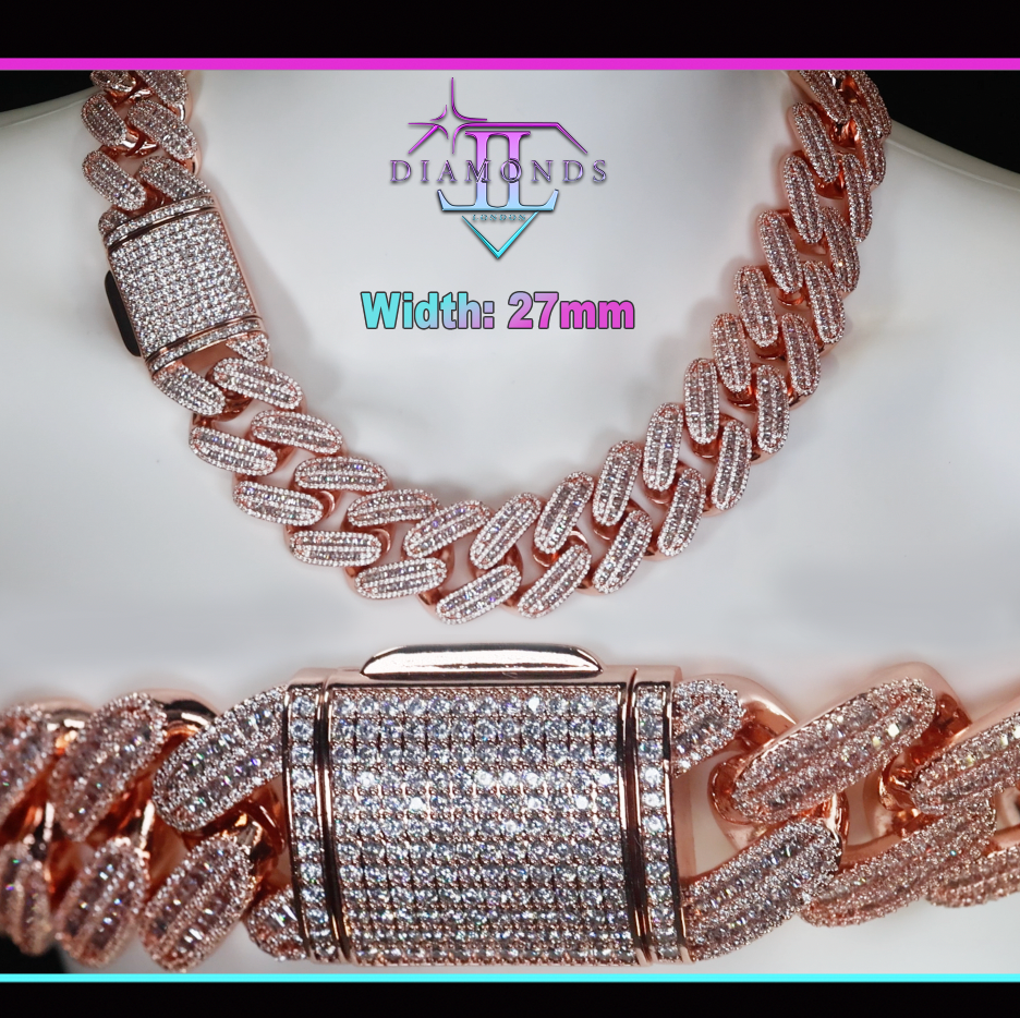 Rose Gold Cuban Link Chain Big Cuban Chain Hip Hop Jewellery