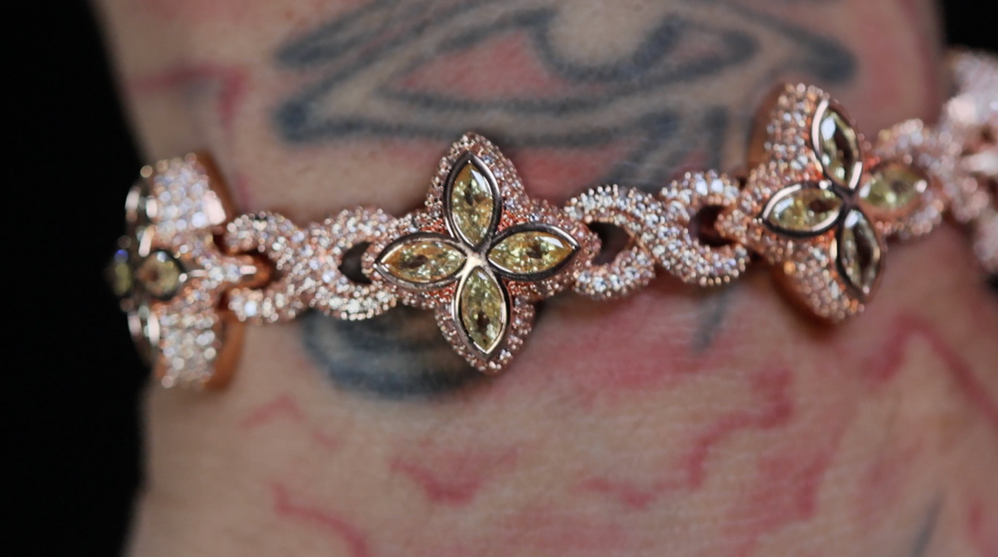 Rose Gold Green Olive Diamond Bracelet