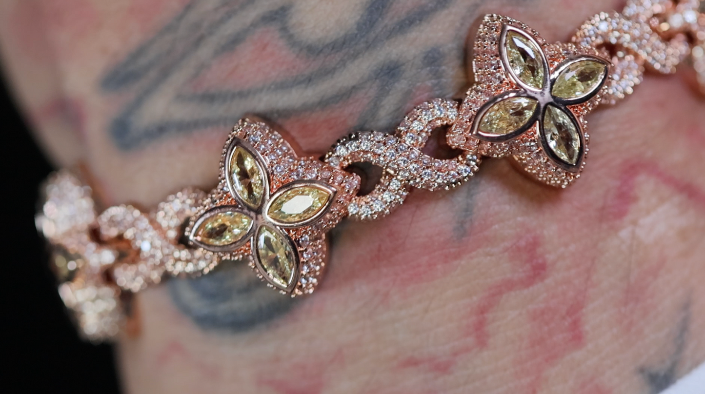Rose Gold Bracelet with Green Diamonds