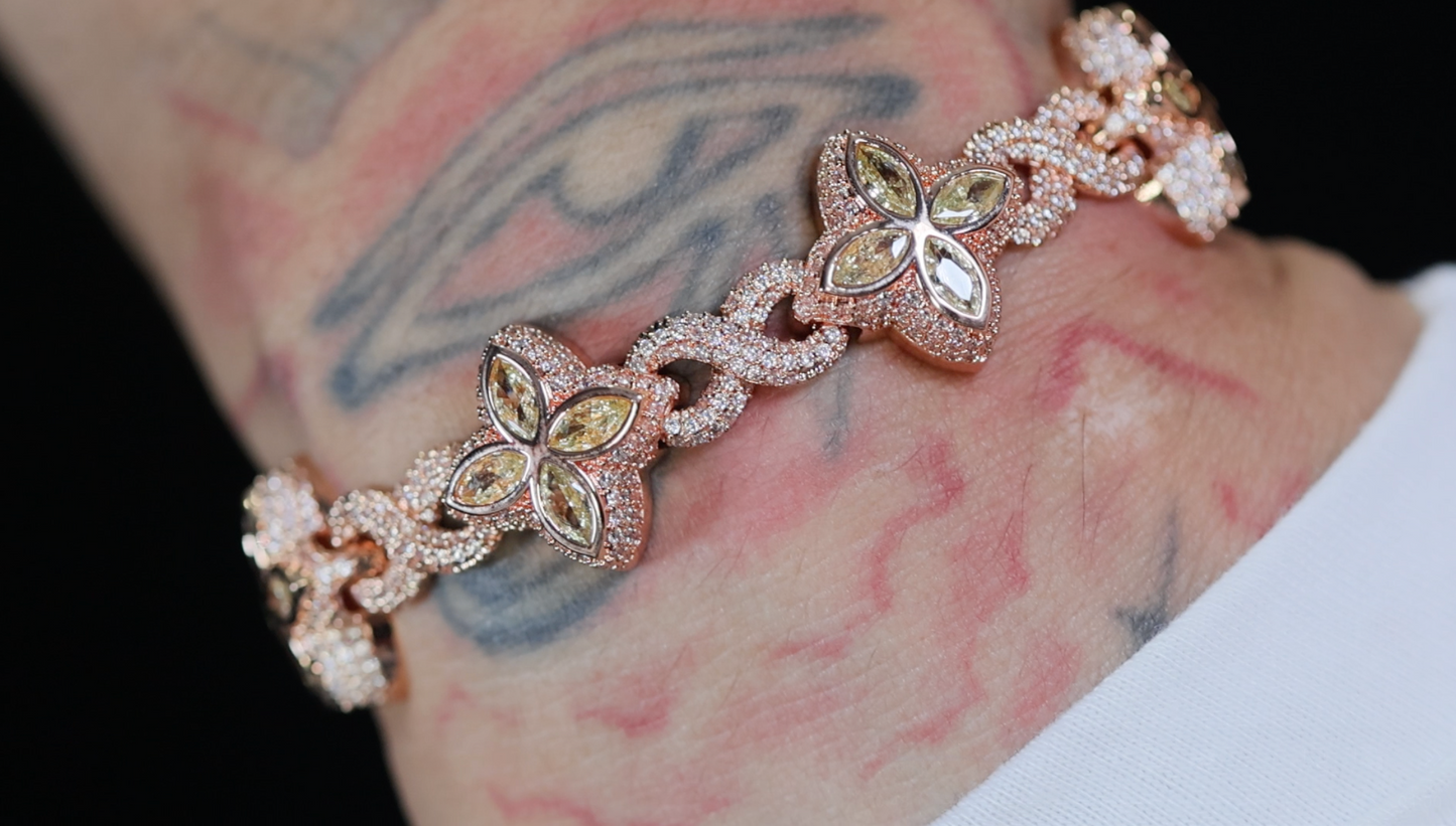 Rose Gold Bracelet with Green Gemstones